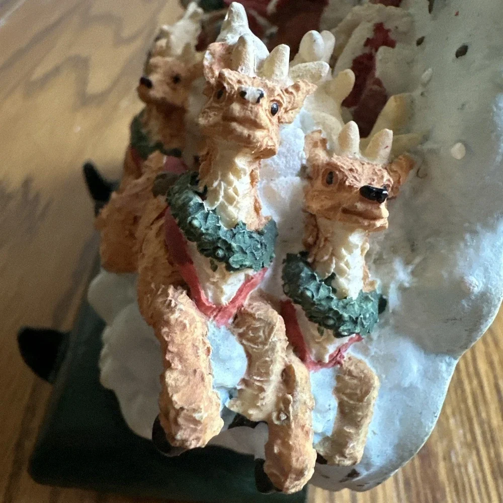 Iron Double Stocking Holder Santa Reindeer Winter Scene‎
